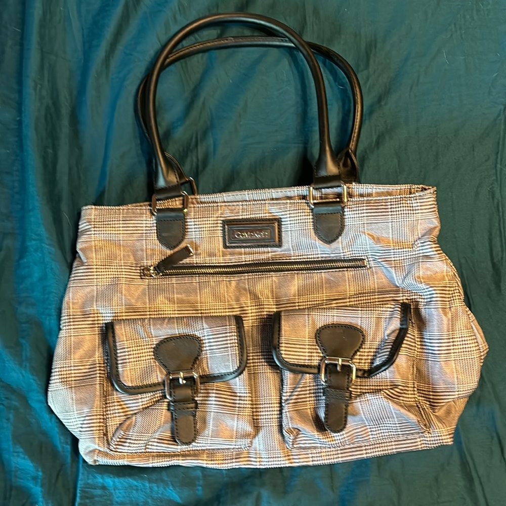 Calvin Klein houndstooth fabric purse, like new.